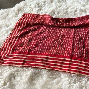 Vintage Pierre Cardin square red gold scarf w clip